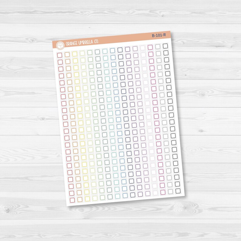Checkbox - Individual Single Color Coding Planner Stickers | Square | B-101