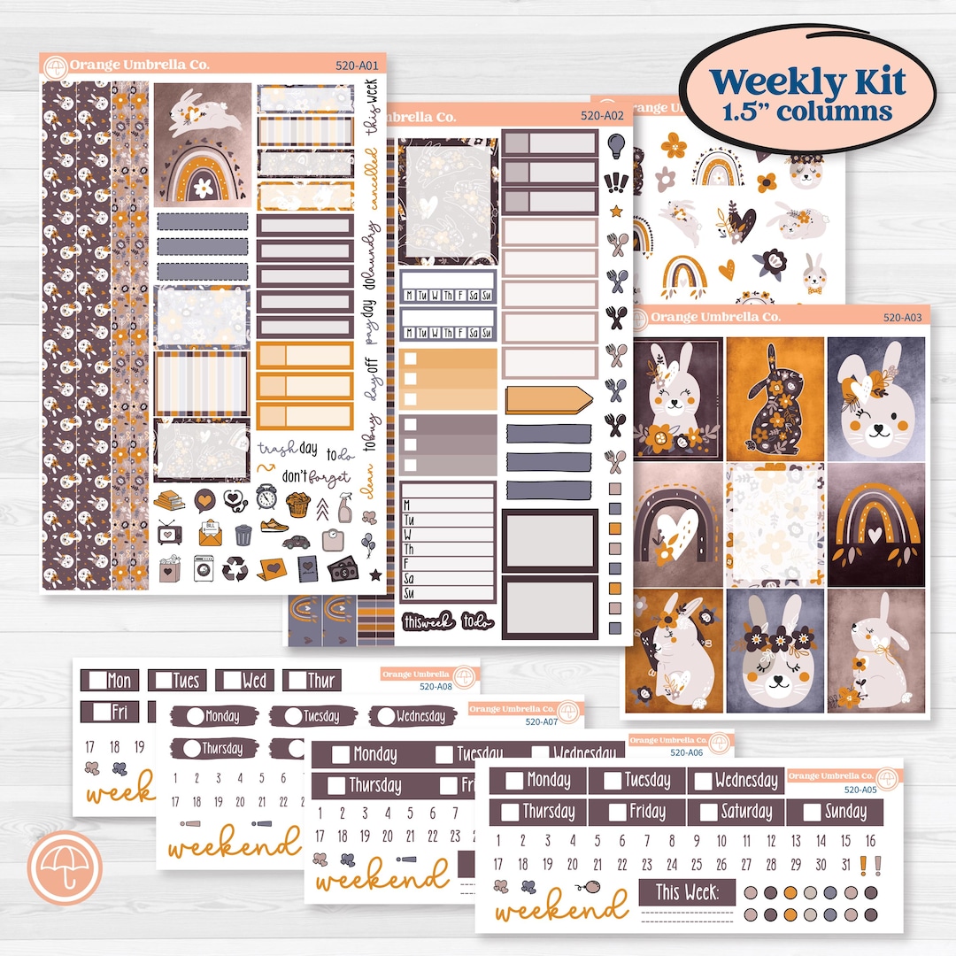 Playful Easter Bunnies | Weekly Sticker Kit for Vertical Planners Like ...
