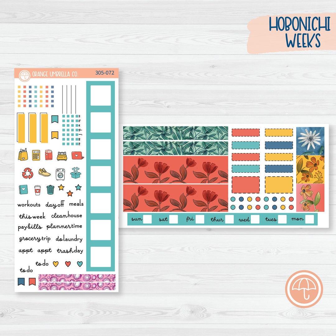 Hopeful Rainbow Flower Hobonichi Weeks Planner Kit Stickers 305-071 - Etsy