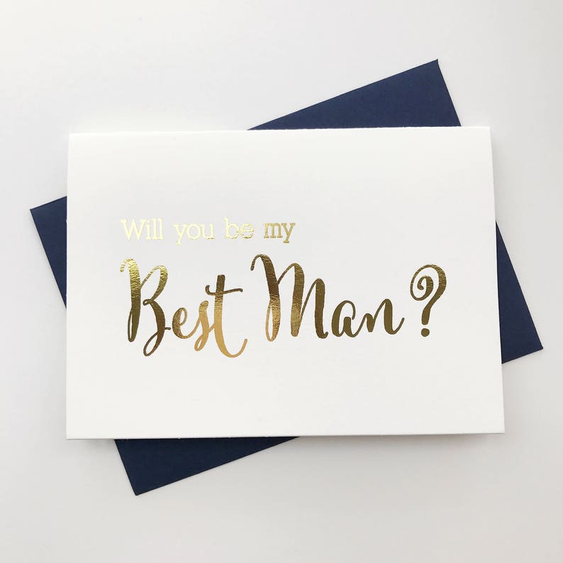 Will You Be My Best Man WB009-CN-F Silver Foiled Wedding Party Cards Gold Foiled Wedding Day Card