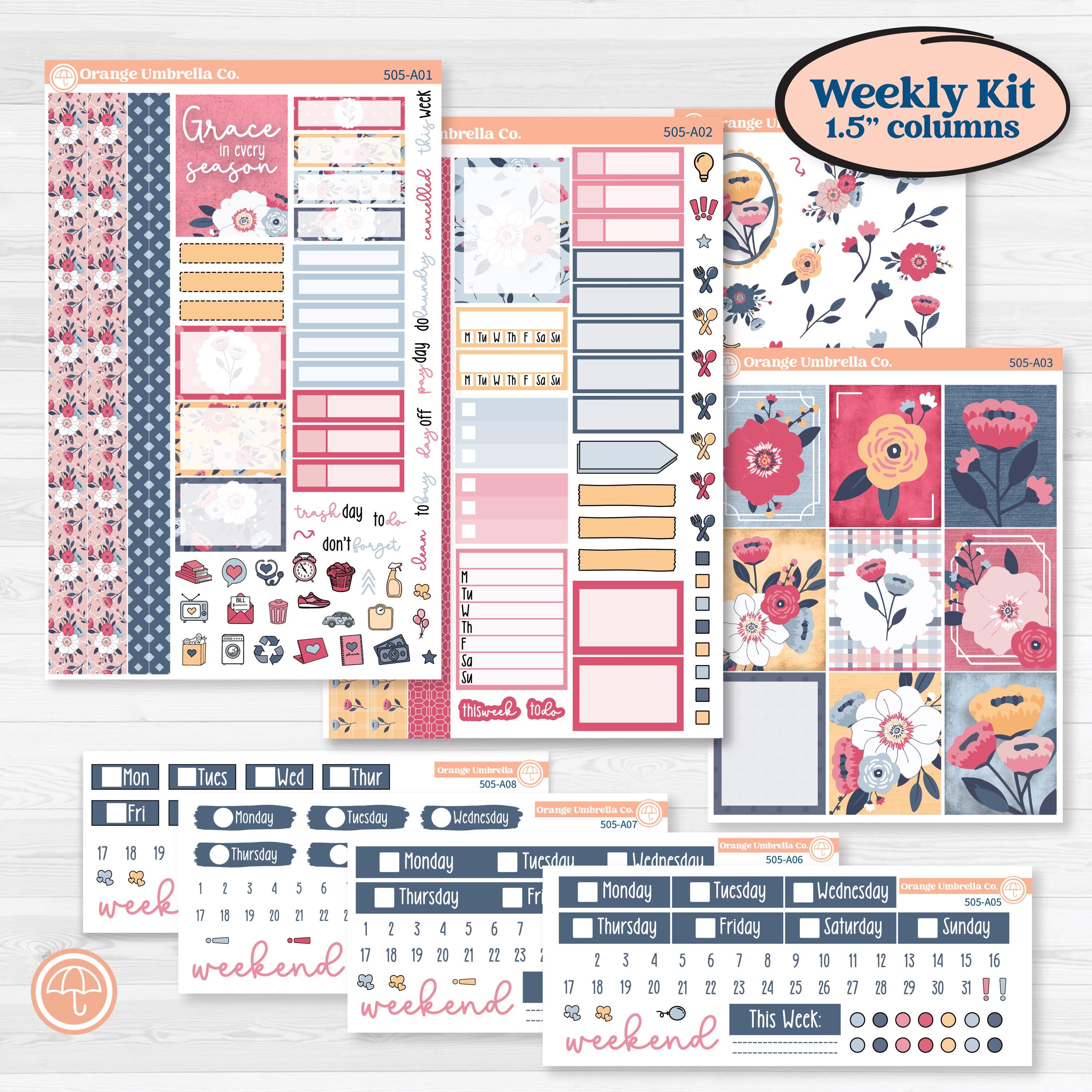 Cheerful Floral Kit | Weekly Sticker Kit for Vertical Planners Like ...