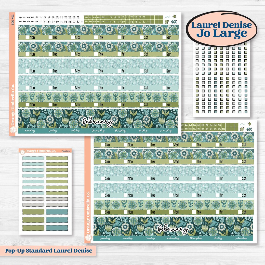Soft Blue Florals Kit | Laurel Denise Jo Large Planner Kit Stickers ...