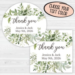 Thank you Wedding Stickers, Thank You Labels for Favors, Bridal Shower Stickers (724-WH)