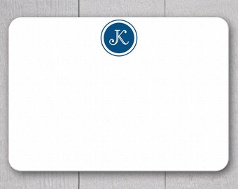 Initial Note Cards - 24pk | Monogrammed Note Cards | Personalized Flat Note Cards | Printed without Envelopes  | NC-007