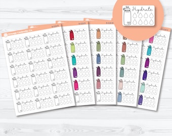 Hydrate/Water – Half Box Tracker Planner Stickers | B-028