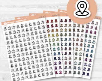 Location Marker Planner Stickers | Small Icon Stickers for Planners & Journals | I-162