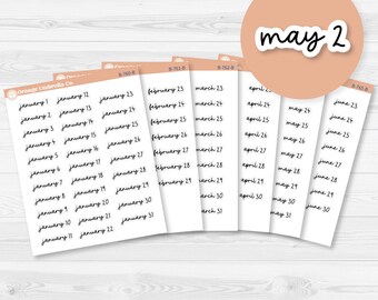 Dates of the Month Planner Stickers and Labels | FC17 Script | B-760-765-B
