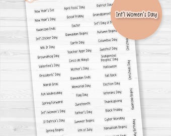US Holiday Script Planner Stickers | F17 Print Clear Matte | S-018-BCM
