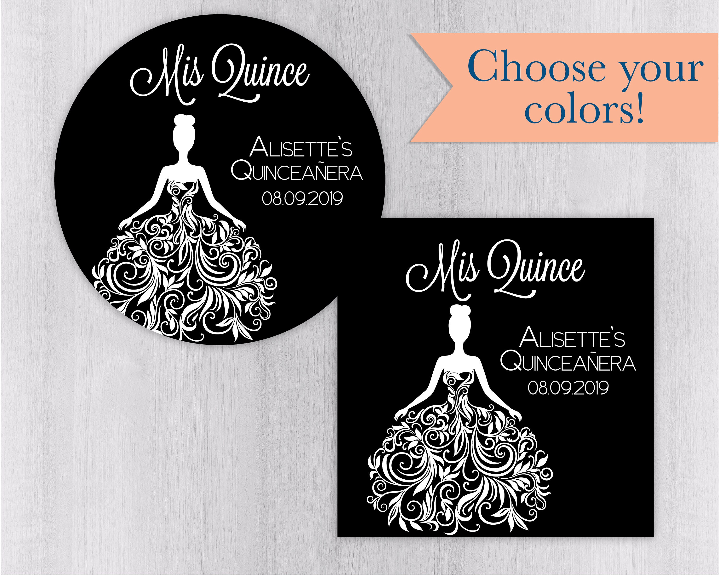 Personalized Mis Quince Stickers Etiquetas de Quinceañera Etsy