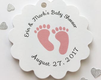 Baby Shower Tags, Baby Feet Shower Favor Tags, Baby Footprint Shower Hang Tags  (SC-230)