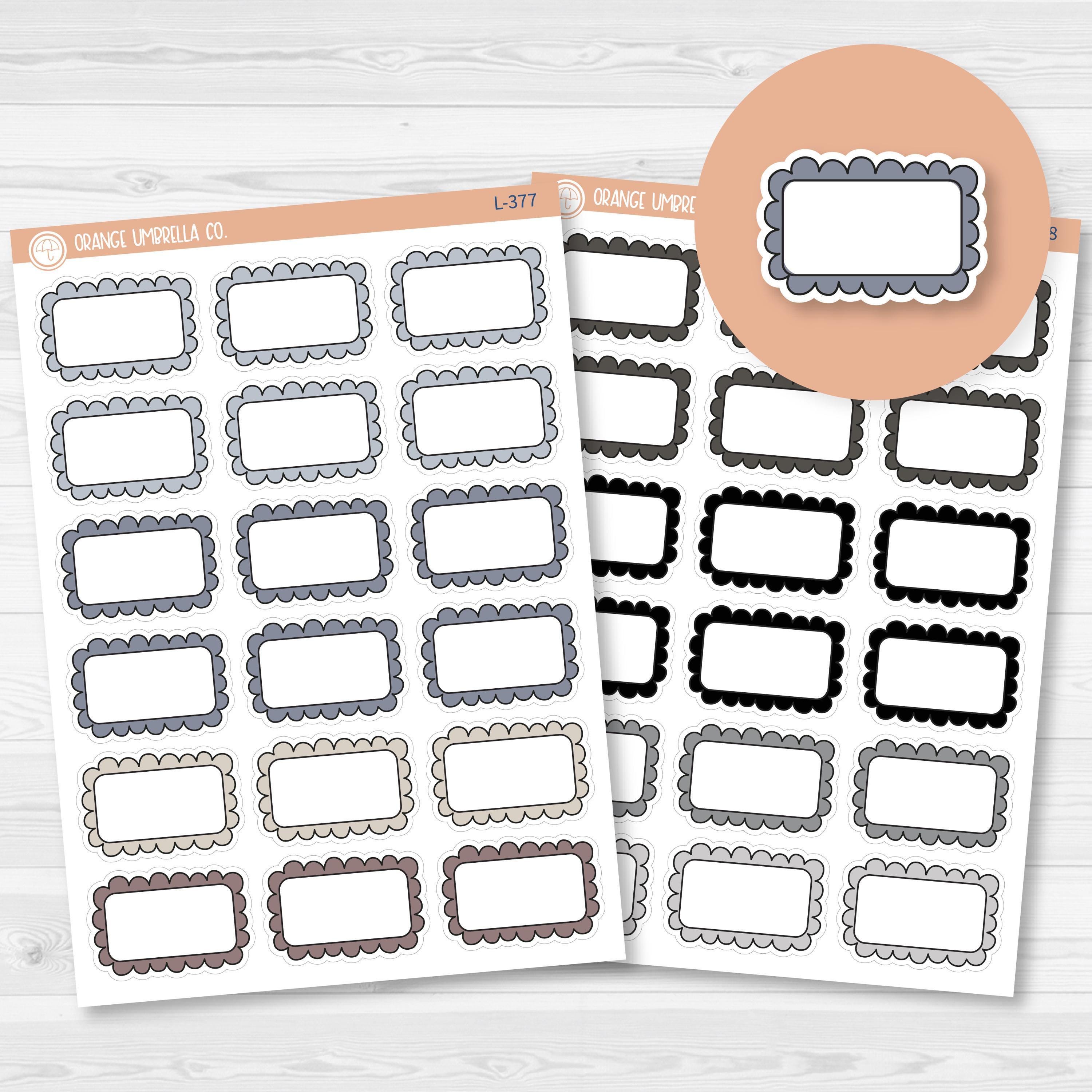 Scalloped Half Box Planner Stickers | Neutrals | L-377-L-378 - Etsy