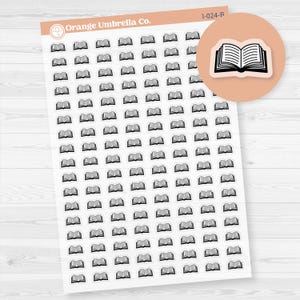 Hand Doodled Book Icons | Micro Planner Stickers | Clear Matte | I-024-BCM