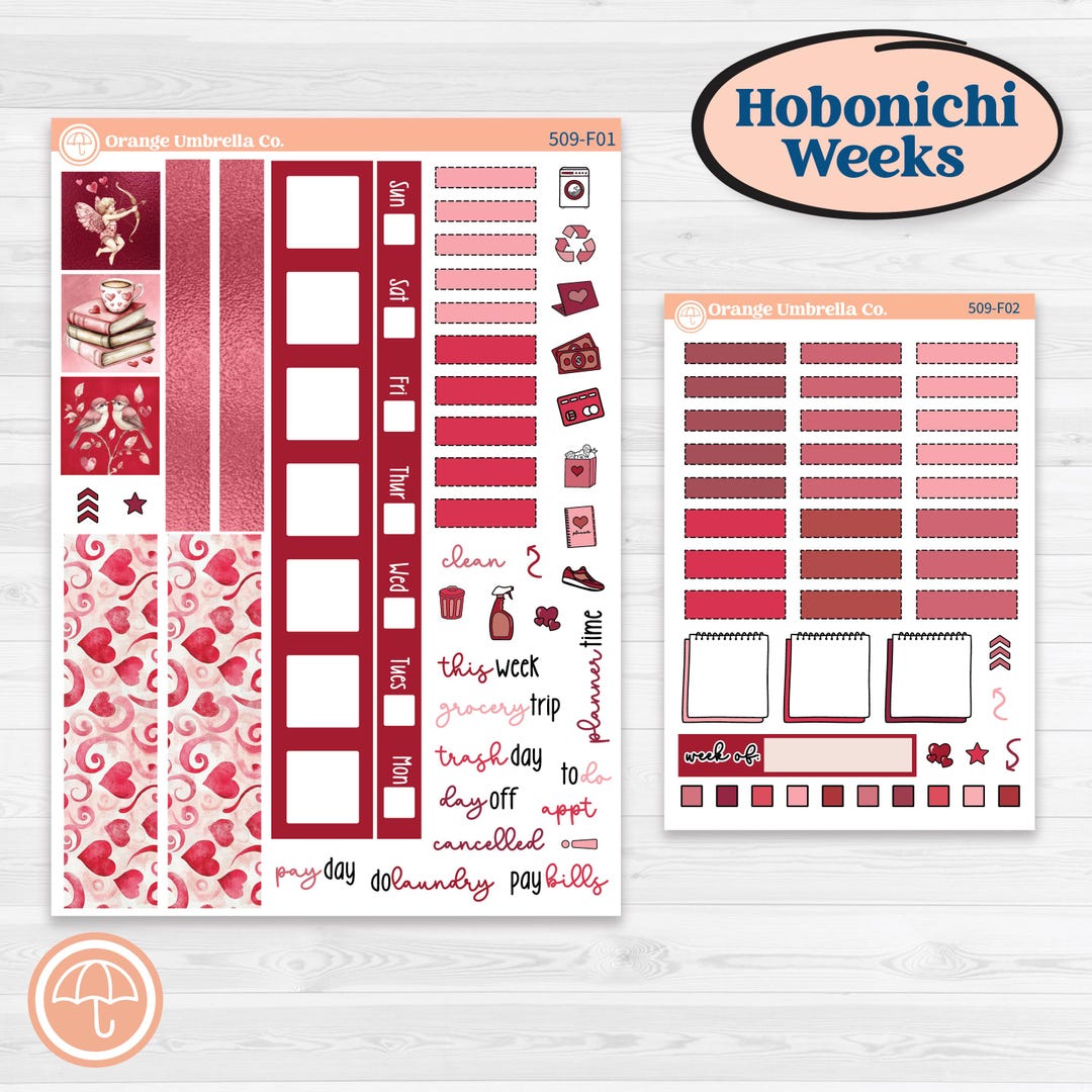 Valentine Book Kit | Hobonichi Weeks Weekly Planner Kit Stickers ...