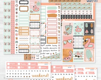 Flamingo Summer Stickers | Weekly Planner Kit Stickers | Flamingo Floaties | 330-001