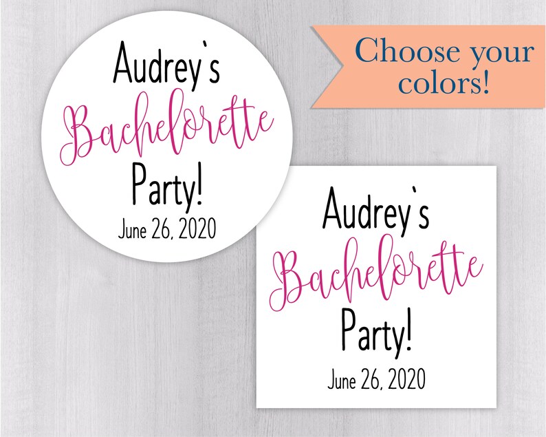 Bachelorette Party Labels #127-WH Personalized Color Labels Bachelorette Party Stickers