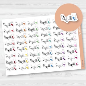 Refill Rx Med Prescription Script Planner Stickers | F2 Rainbow | E-058-R