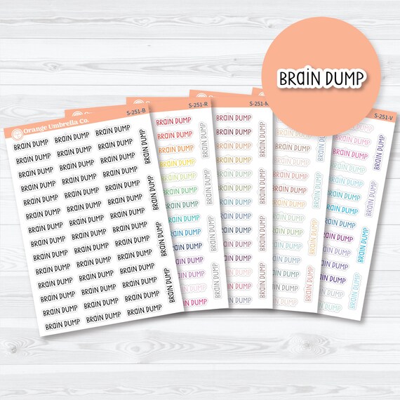 Brain Dump Planner Script Stickers | Planner Script Stickers | S-251