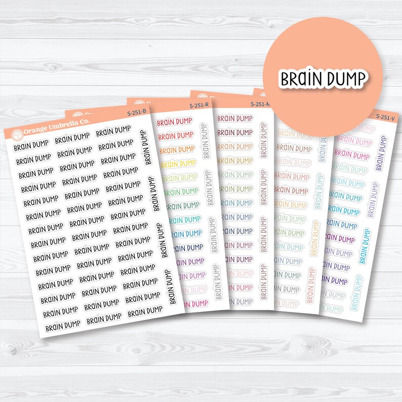 Brain Dump Planner Script Stickers | Planner Script Stickers | S-251 imagem 1