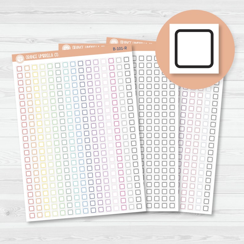 Checkbox Individual Single Color Coding Planner Stickers Square B-101 image 1