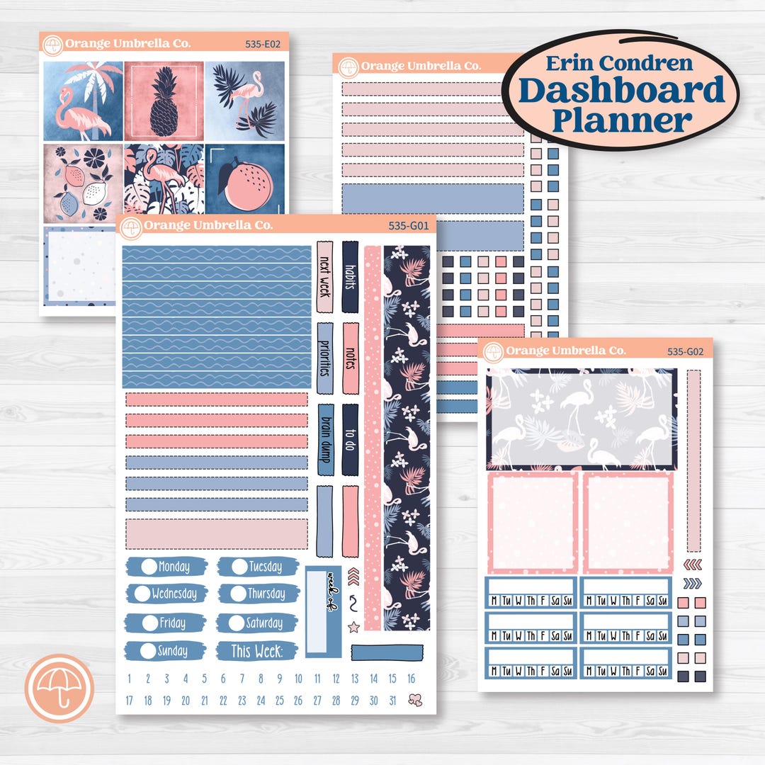 Tropical Flamingo | Erin Condren A5 Weekly Dashboard Planner Kit ...