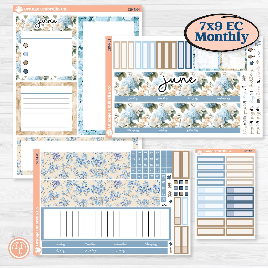 Seaside Floral | 7x9 Erin Condren Life Planner Monthly & Dashboard ...