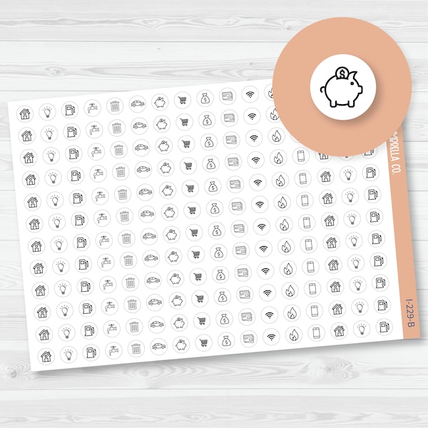 Budgeting Mixed Icon Planner Stickers | I-229-B
