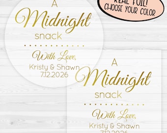 Midnight Snack Wedding Sticker | Wedding Favor Stickers | Cake Box Wedding Labels | 135-CF