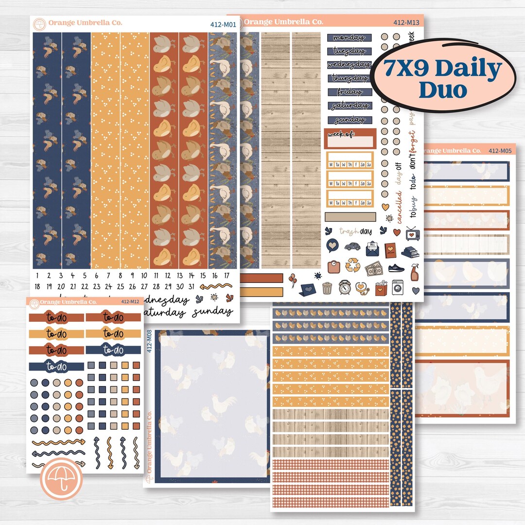 Chicken Planner Kit | 7x9 Erin Condren Daily Duo Planner Kit Stickers ...