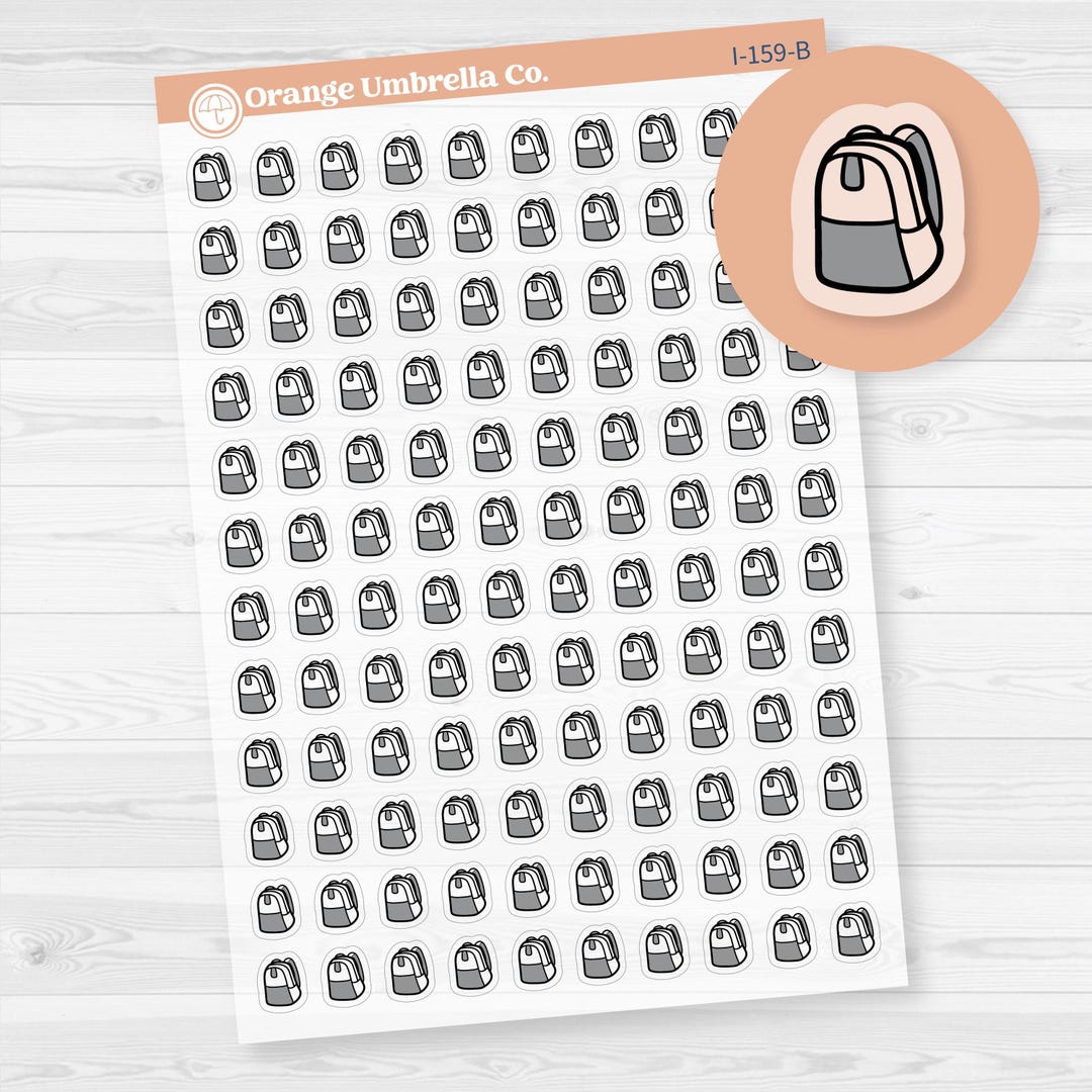Backpack Icon Stickers | School Planner Stickers | Clear Matte | I-159 ...