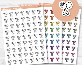 Meal Icons | Hand Doodled Fork and Spoon Icon Planner Stickers | I-481