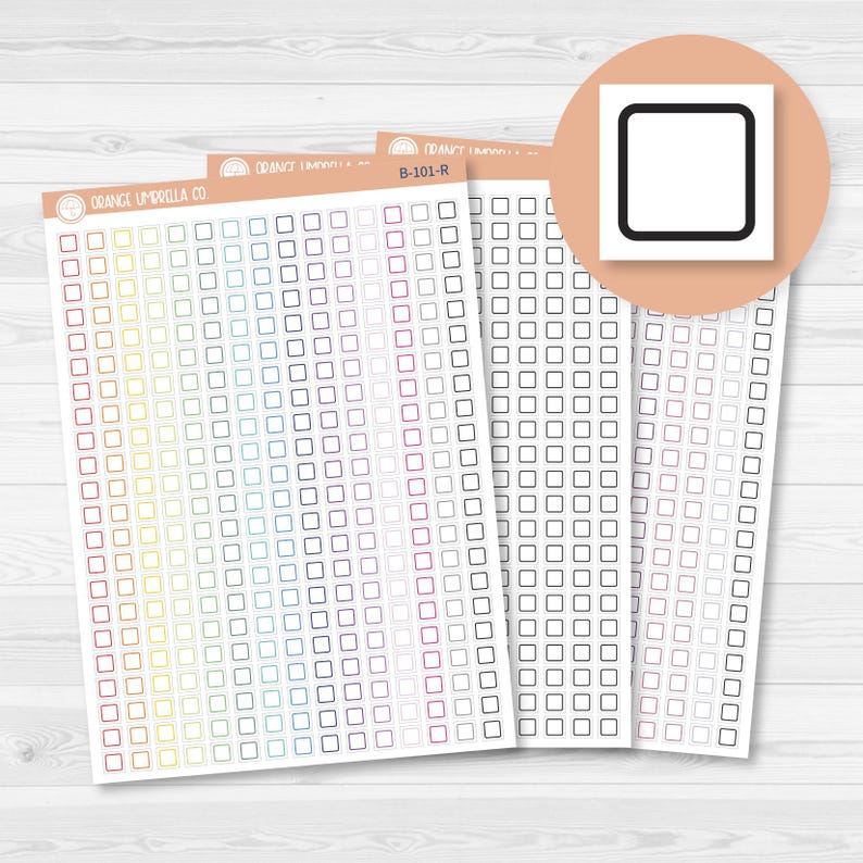 Checkbox - Individual Single Color Coding Planner Stickers | Square | B-101