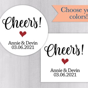 Cheers Stickers, Alcohol Wedding Favor Labels, Customizable Wedding Stickers (#611-WH)
