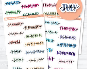 Large Hand Doodled Month Planner Stickers | Large Planner Month Labels | B-211