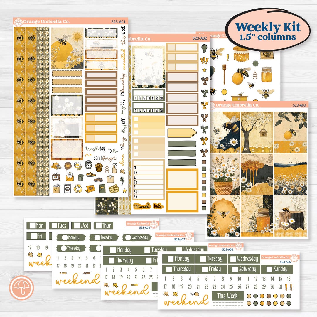 Honeybee Garden | Weekly Sticker Kit for Vertical Planners Like Erin ...