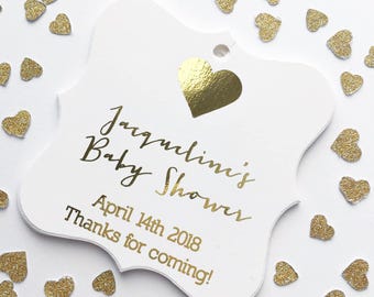 Baby Shower Favor Tags, Gold Foiled Baby Shower Thanks For Coming, Custom Shower Tags, Custom Shower Hang Tags  (FS-044-F)