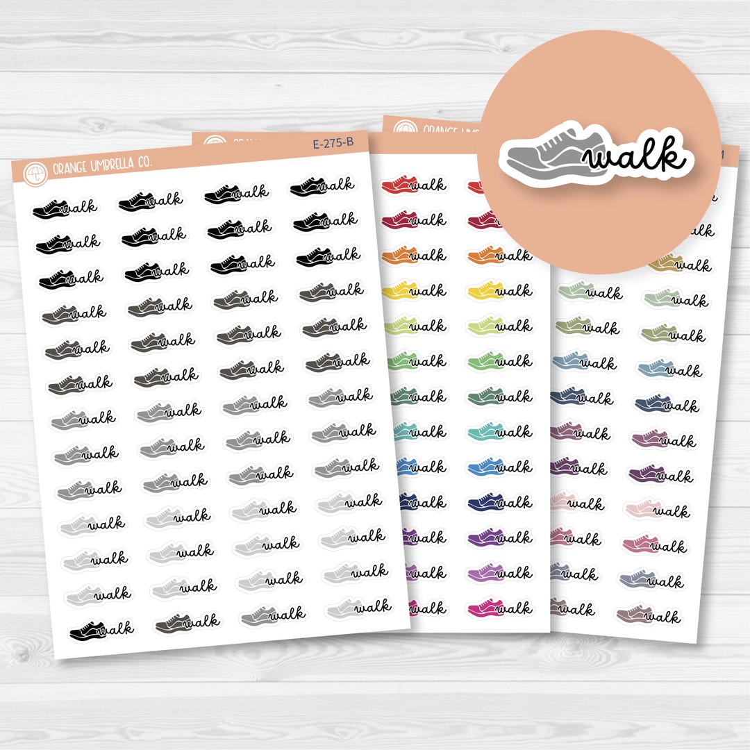 Walk Event Labels | Exercise Icon Script Planner Stickers | F16 | E-275 ...
