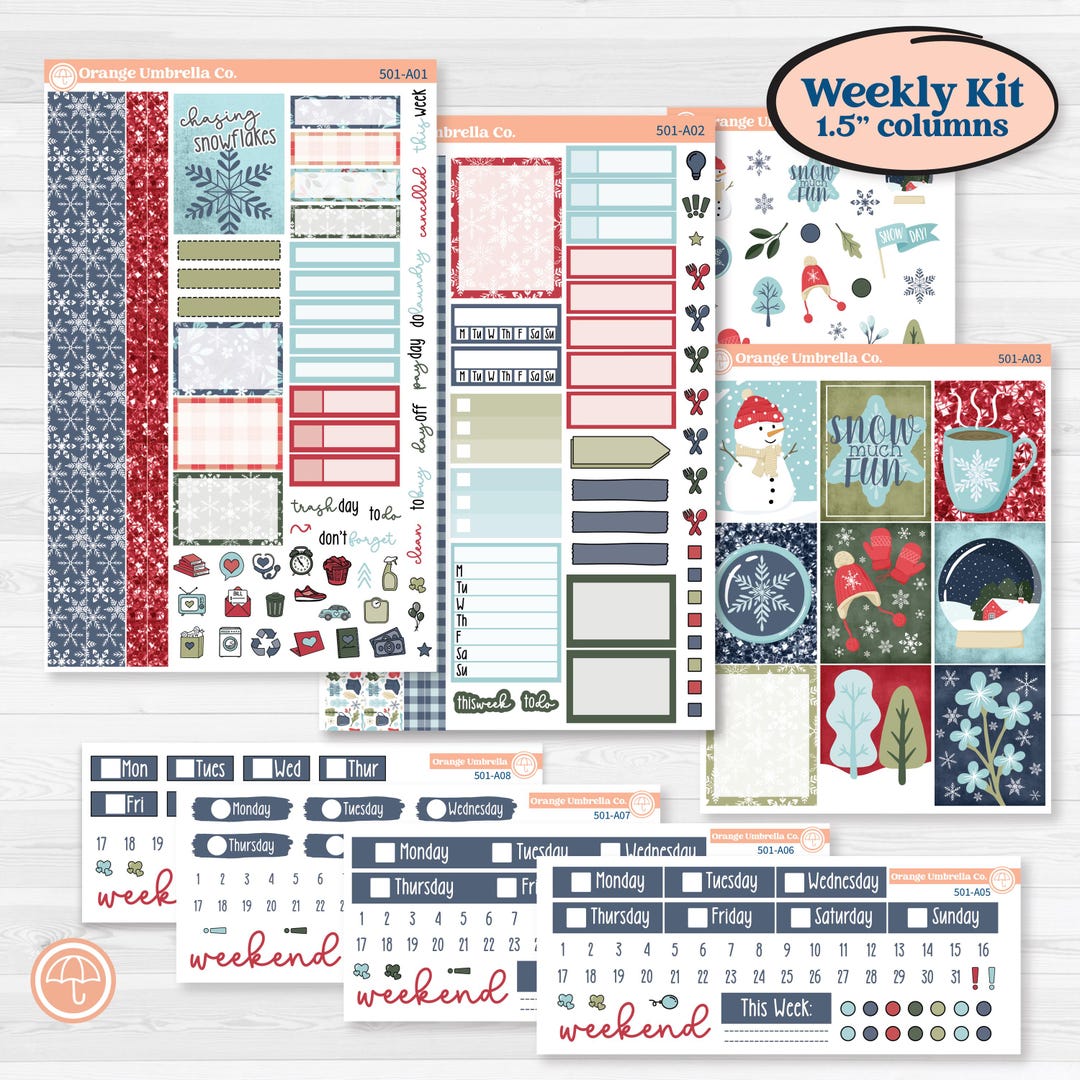 Winter Snowflake Kit | Weekly Sticker Kit for Vertical Planners Like ...