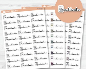 CLEARANCE | Run Dishwasher Icon Script Planner Stickers | F16 | E-292