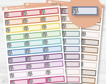 Book Stack / Reading Tracker Color Label & Icon Planner Stickers | L-479