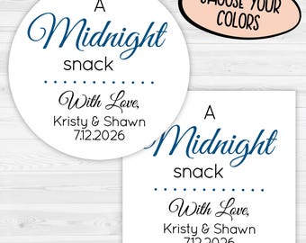 Midnight Snack Wedding Sticker | Wedding Favor Stickers | Cake Box Wedding Labels | 135-WH