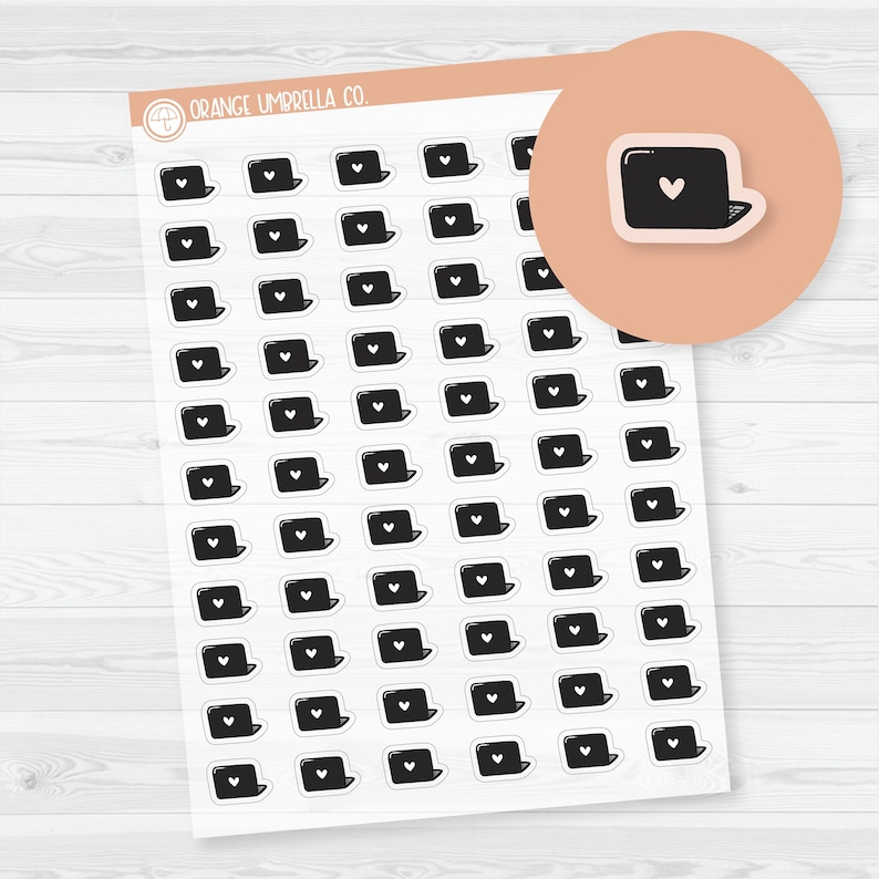 Laptop Icon Planner Stickers | Clear Matte | I-127-BCM - Etsy
