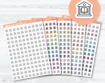 Pegatinas para planificador con iconos de biblioteca / Pegatinas para devolución de libros / I-201