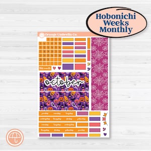 Purple Halloween Kit | Hobonichi Weeks Monthly Planner Kit Stickers | Gone Batty | KIT-408-Z
