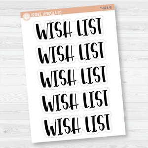 Wish List Header Script Planner Stickers | F1 | T-074-B