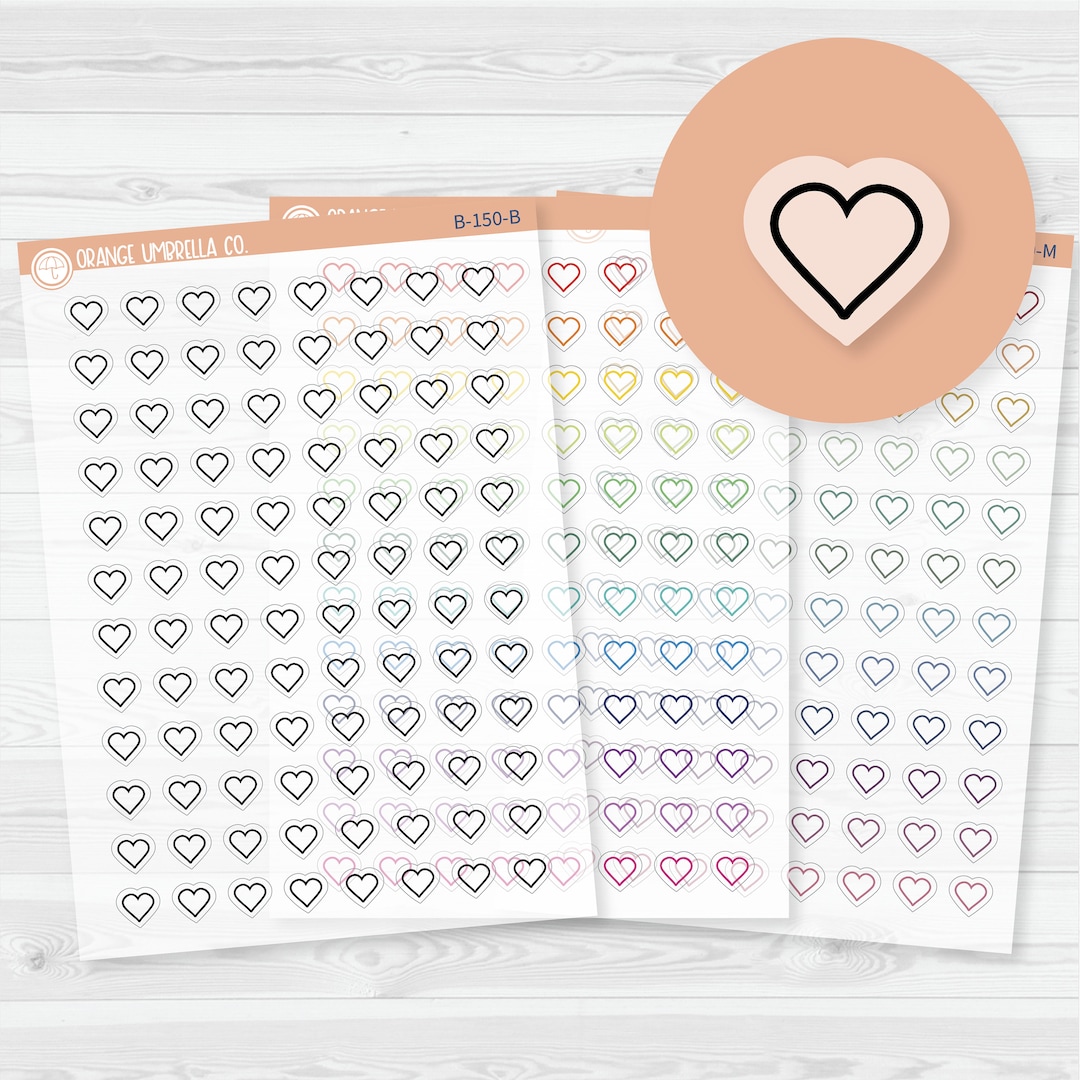 Heart Outline Planner Stickers | Clear Matte | B-150-CM - Etsy