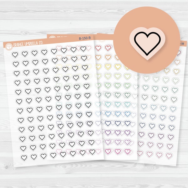Heart Outline Planner Stickers | Clear Matte | B-150-CM