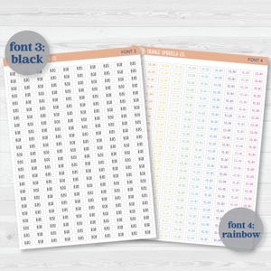 Autocollants personnalisés pour agenda, choisissez votre police et vos couleurs, autocollants mats amovibles ** 1 fois par feuille*** (#customtime) image 2