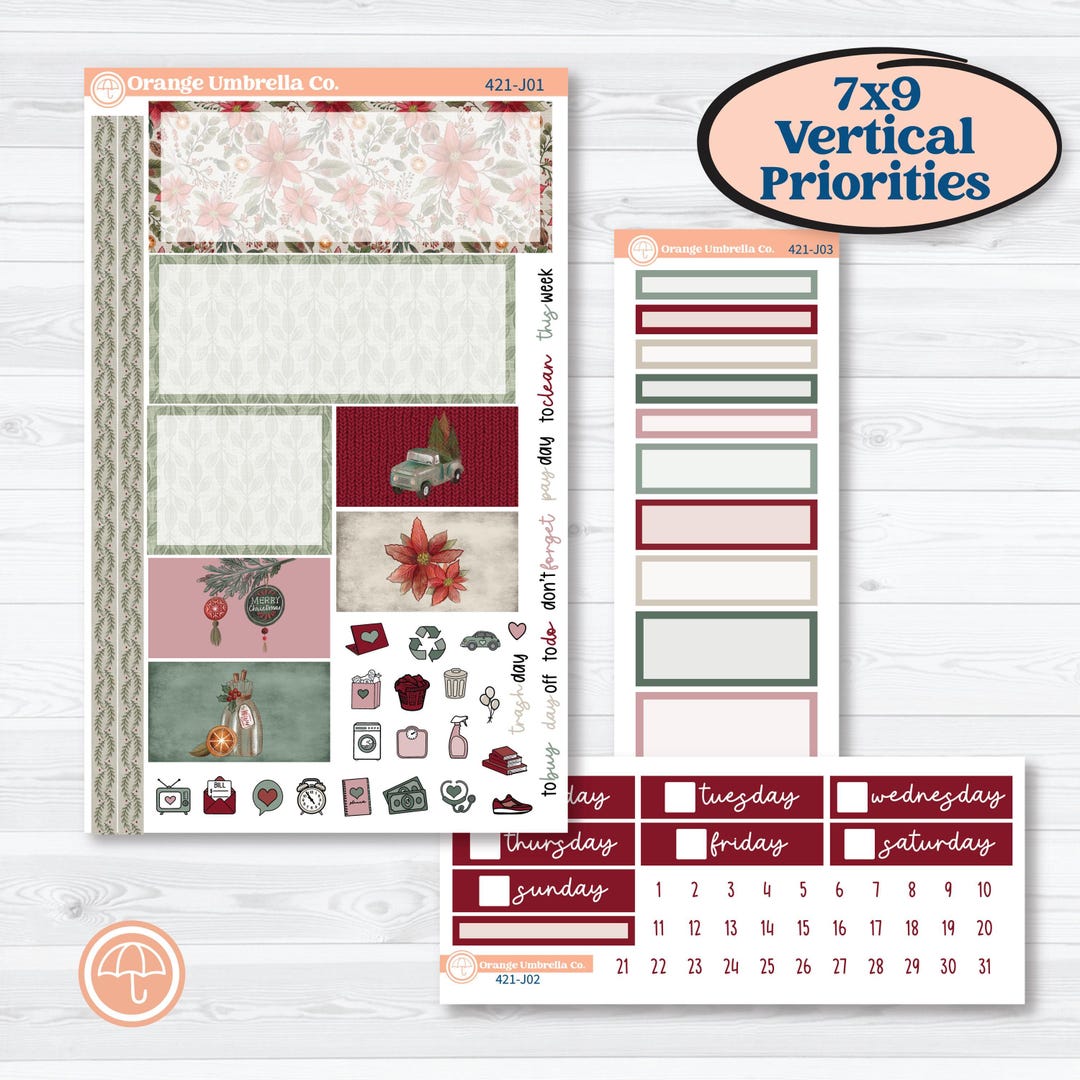 Vintage Christmas Kit | Plum Vertical Priorities 7x9 Planner Kit ...