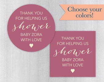 Thank You Baby Shower Favor Stickers, Baby Shower Stickers, Baby Shower Labels (#079-SS)