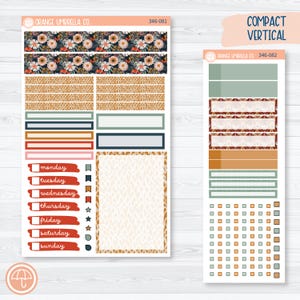 CLEARANCE | Autumn Floral Kit | A5 Compact Vertical Planner Kit Stickers for Erin Condren | Mallory | 346-081